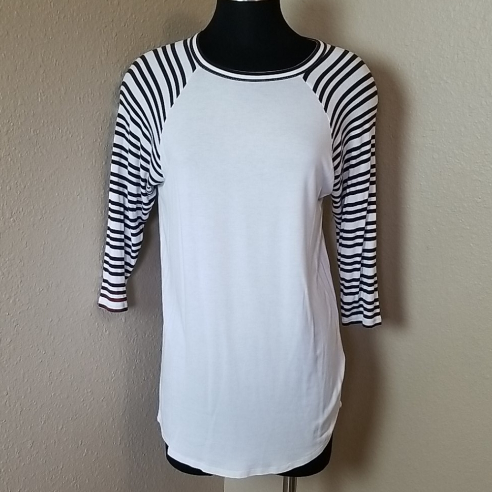 Lularoe Randy Striped Sleeve Tee